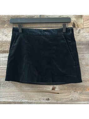 Theory Black Velvet Mini A Line Skirt Size 0